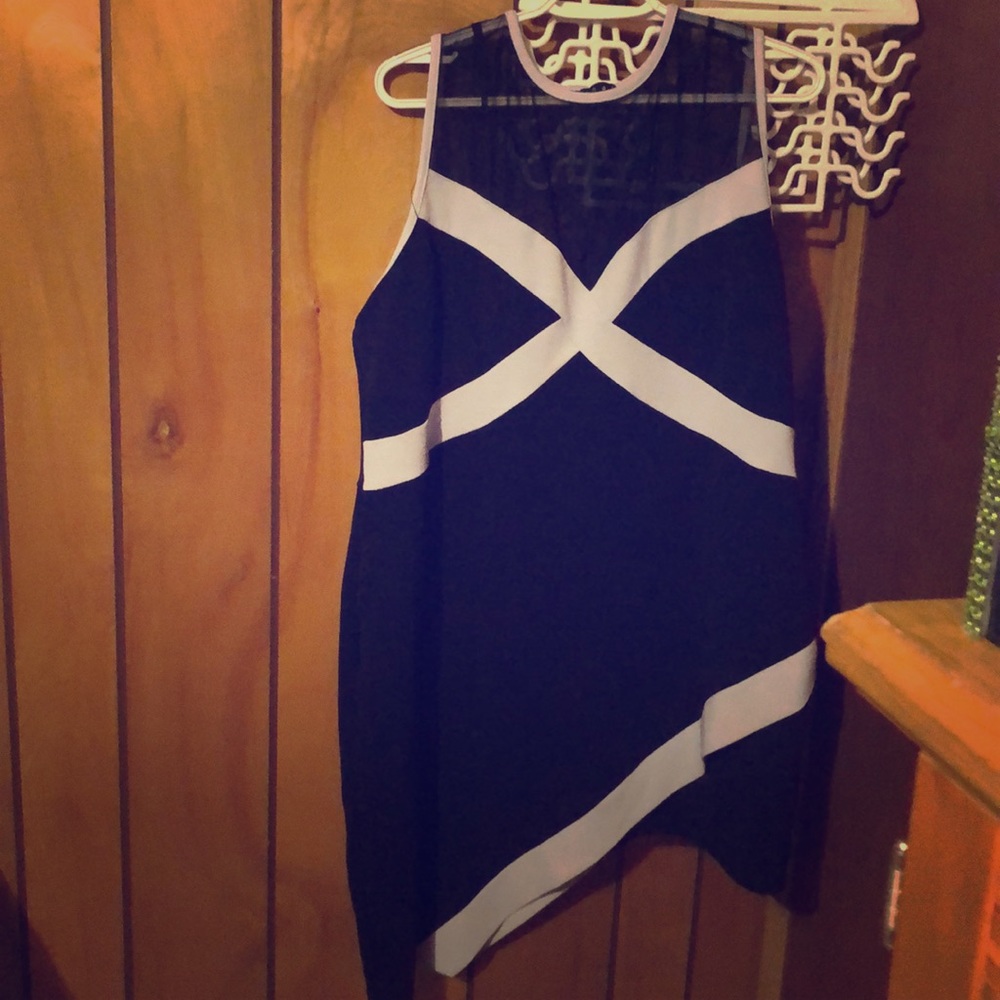 Black and white body form dress